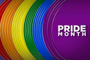 Colorful and Bright Pride Month Banner Design with 3d geometric pride flag rainbow color designs. vector