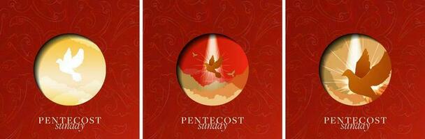 Beautiful Pentecost Sunday Greeting Poster Card Set vector