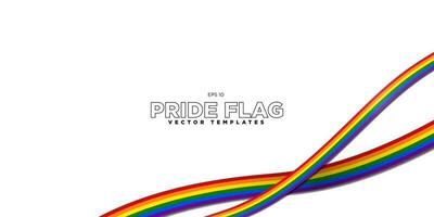 3D LGBT Pride Flag Ribbons Background. Rainbow Flag template on white background. vector