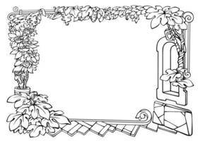 botánico frontera con tropical plantas. contorno floral marco. vector