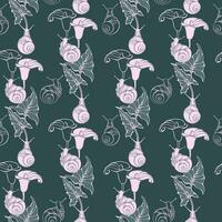 Snails and lilies. Seamless pattern with snail and flower. Vector illustration.