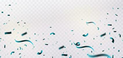 Blue confetti banner and ribbon on white background. Celebration party happy concept. vector