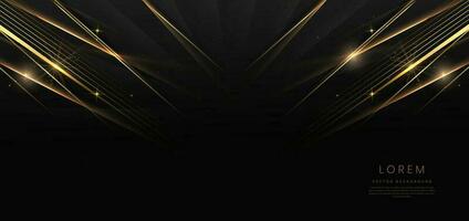 Abstract elegant black background with golden  lighting effect sparkle. Luxury template design. vector