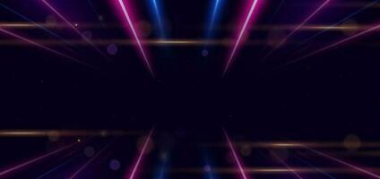 Abstract blue and pink neon diagonal glowing on dark blue background with lighting effect and sparkle. vector