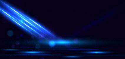 Abstract technology futuristic blue light rays effect on dark background and dot glitter. vector