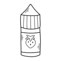 Liquid for electronic cigarettes. Flavored vape liquid. Vector illustration. Doodle style. Vial with nicatin liquid.