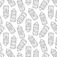 Seamless pattern with vape liquid. Vector illustration. Doodle style. Print with electronic cigarettes.