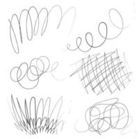 Tangled abstract scribble with hand drawn line. pencil doodle elements. Isolated sketch on white background. vector