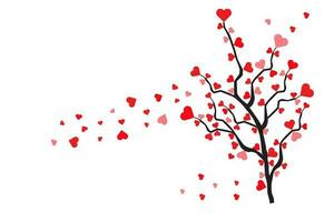 ilustración de un amor árbol con rojo corazón hojas vector