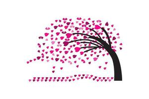 ilustración de amor árbol con corazón hojas vector