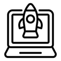 Startup rocket icon outline vector. Project app vector