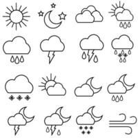 clima icono vector colocar. sinóptico ilustración firmar recopilación. clima pronóstico símbolo o logo.