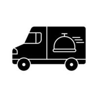 Food delivery icon vector. Takeaway food illustration sign. fast food symbol. Restaurant on wheels logo. vector