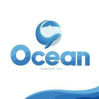 Creative Ocean Underwater Tours Logo Design Whale Symbol Free Vector Design Illustration