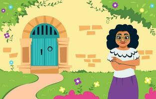 Latino Female Character Background vector