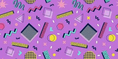 Abstract seamless pattern 80s 90s with geometric shapes in the Memphis style. Vector retro hipster print