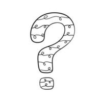 Question mark hand drawn in doodle style, vector illustration. Icon question symbol for print and design. Quiz and Exam concept, isolated element on a white background. Graphic sign ask and fqa