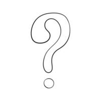 Question mark hand drawn in doodle style, vector illustration. Icon question symbol for print and design. Quiz and Exam concept, isolated element on a white background. Graphic sign ask and fqa