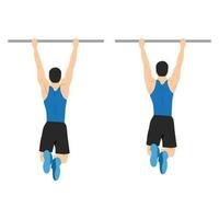 Man doing scapula pull or scap pulls or pull up exercise. vector