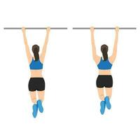 Woman doing scapula pull or scap pulls or pull up exercise. vector