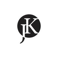 letter jk negative space circle logo vector