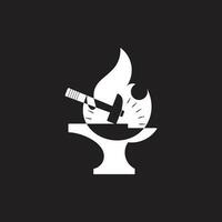 flame ironwork geometric design logo vector
