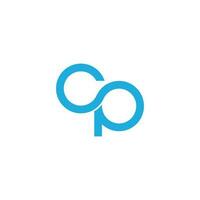 letter cp loop curve geometric logo vector