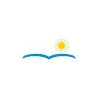 sea and sun book shape symbol logo vector