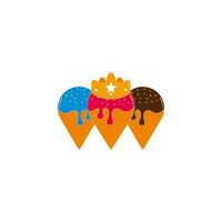 queen ice cream cone sweet colorful design decoration logo vector