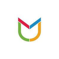 letter mj simple geometric colorful geometric line logo vector