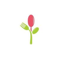 spoon fork flower leaf natural food symbol vector
