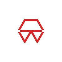abstract letter NW geometric hexagonal line design logo vector