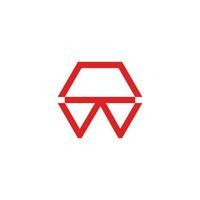abstract letter NW geometric hexagonal line design logo vector