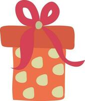 Orange gift box with pink ribbon bow. vector