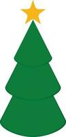 Green Christmas tree with yellow star. vector