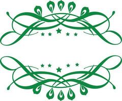 Green color floral design with stars. vector