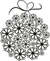 Snowflake decorated ball with ribbon. vector