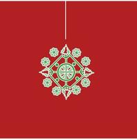 Hanging snowflake on background. vector