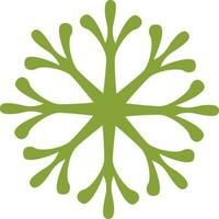 Flat snowflake icon in green color. vector