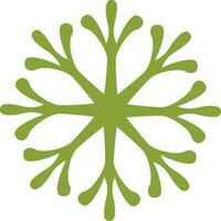 Flat snowflake icon in green color. vector