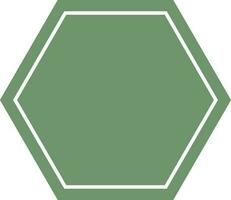 Flat green color badge or sticker in hexagon shape. vector