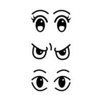 conjunto de dibujos animados ojos para elemento, facial expresión vector