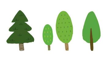 Set of cute tree doodle handdrawn. elements of nature vector