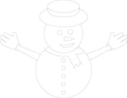 Isolated thin line icon of smiling snowman. vector