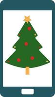 Christmas tree design in smart phone. vector