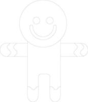 Isolated thin line icon of smiling Cookie man. vector