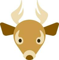 Cartoon character of reindeer face on white background. vector