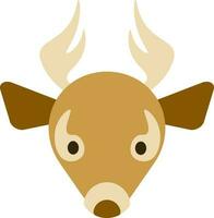 Cartoon character of reindeer face on white background. vector