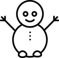 Line art snowman icon in flat style. vector