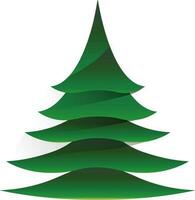 Green paper cut xmas tree on white background. vector